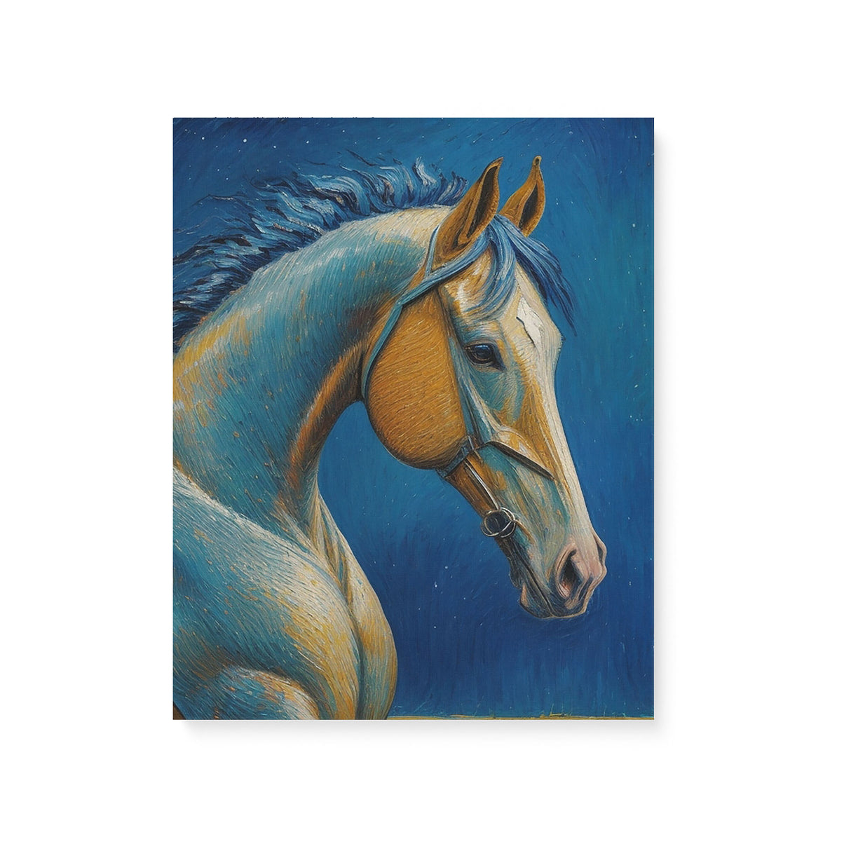 Horse Oil Painting in Blue & Orange Wall Art Canvas {Midnight Equine} Canvas Wall Art Sckribbles 16x20  