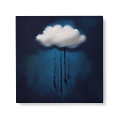 Dark Blue Moody Cloud Painting Wall Art Canvas Print {Raining Sadness} Canvas Wall Art Sckribbles 36x36  