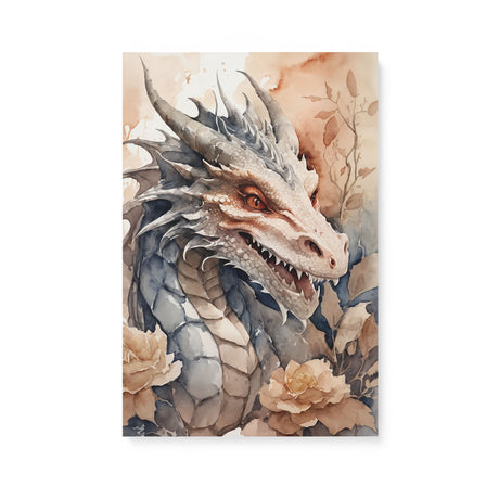 Mythical Medieval Watercolor Wall Art Canvas {World of Dragon} Canvas Wall Art Sckribbles 16x24  