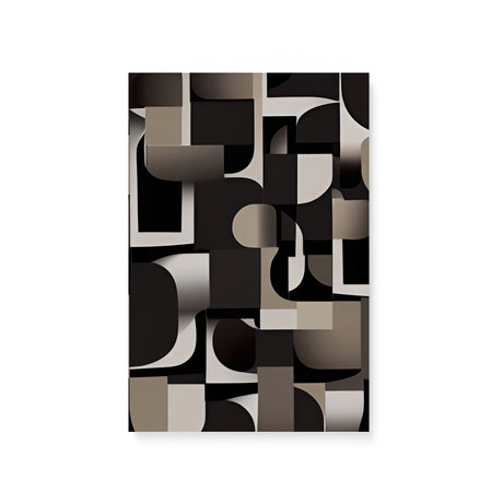 Black, White, and Beige Dark Bauhaus Inspired Pattern Wall Art Canvas {Mid-Century Chaos} Canvas Wall Art Sckribbles 8x12  