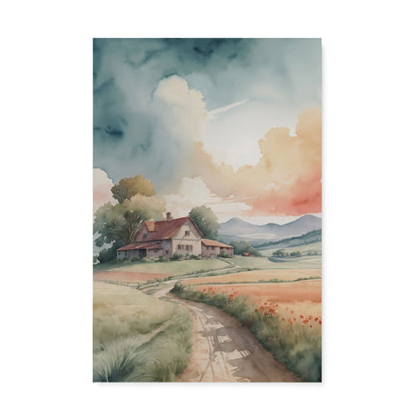 Classic Landscape Watercolor Wall Art Canvas {Road to Calm} Canvas Wall Art Sckribbles 24x36  