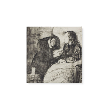 "The Sick Child" Sad Black & White Vintage Sketch Wall Art Canvas by Edvard Munch Canvas Wall Art Sckribbles 8x8  