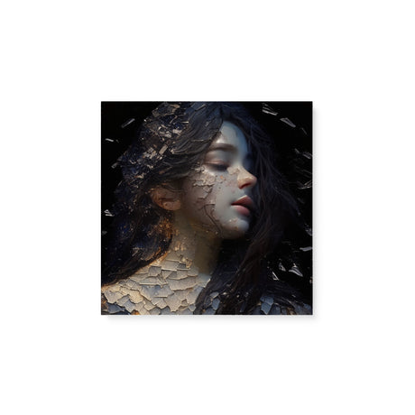 Dark Sad Moody Portrait of a Girl with Broken Glass Canvas Wall Art Print {Shattered Youth} Canvas Wall Art Sckribbles 8x8  