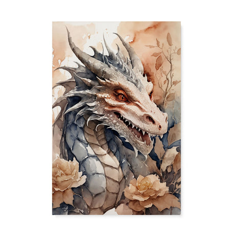 Mythical Medieval Watercolor Wall Art Canvas {World of Dragon} Canvas Wall Art Sckribbles 24x36  