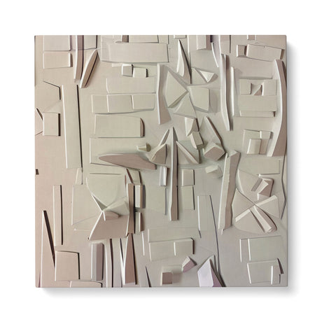Geometrical Modern 3D Shapes Neutral Beige Canvas Wall Art {Geo Sand} Canvas Wall Art Sckribbles 40x40  