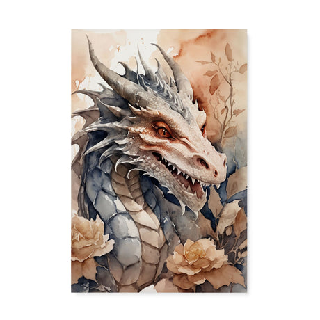 Mythical Medieval Watercolor Wall Art Canvas {World of Dragon} Canvas Wall Art Sckribbles 20x30  