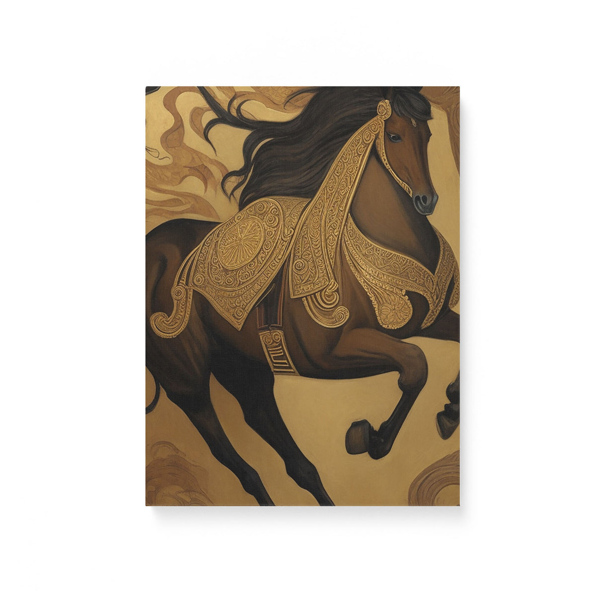 Neutral Medieval Horse Illustration Wall Art Canvas {Horse King} Canvas Wall Art Sckribbles 12x16  