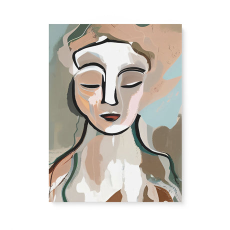 Modern Boho Portrait Canvas Wall Art of a Woman in Neutral Tones {Beige Bohemian} Canvas Wall Art Sckribbles 18x24  