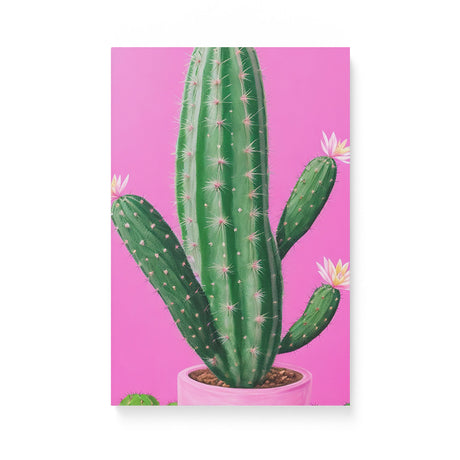 Bright Pink and Green Canvas Wall Art {Cactus Love} Canvas Wall Art Sckribbles 12x18  