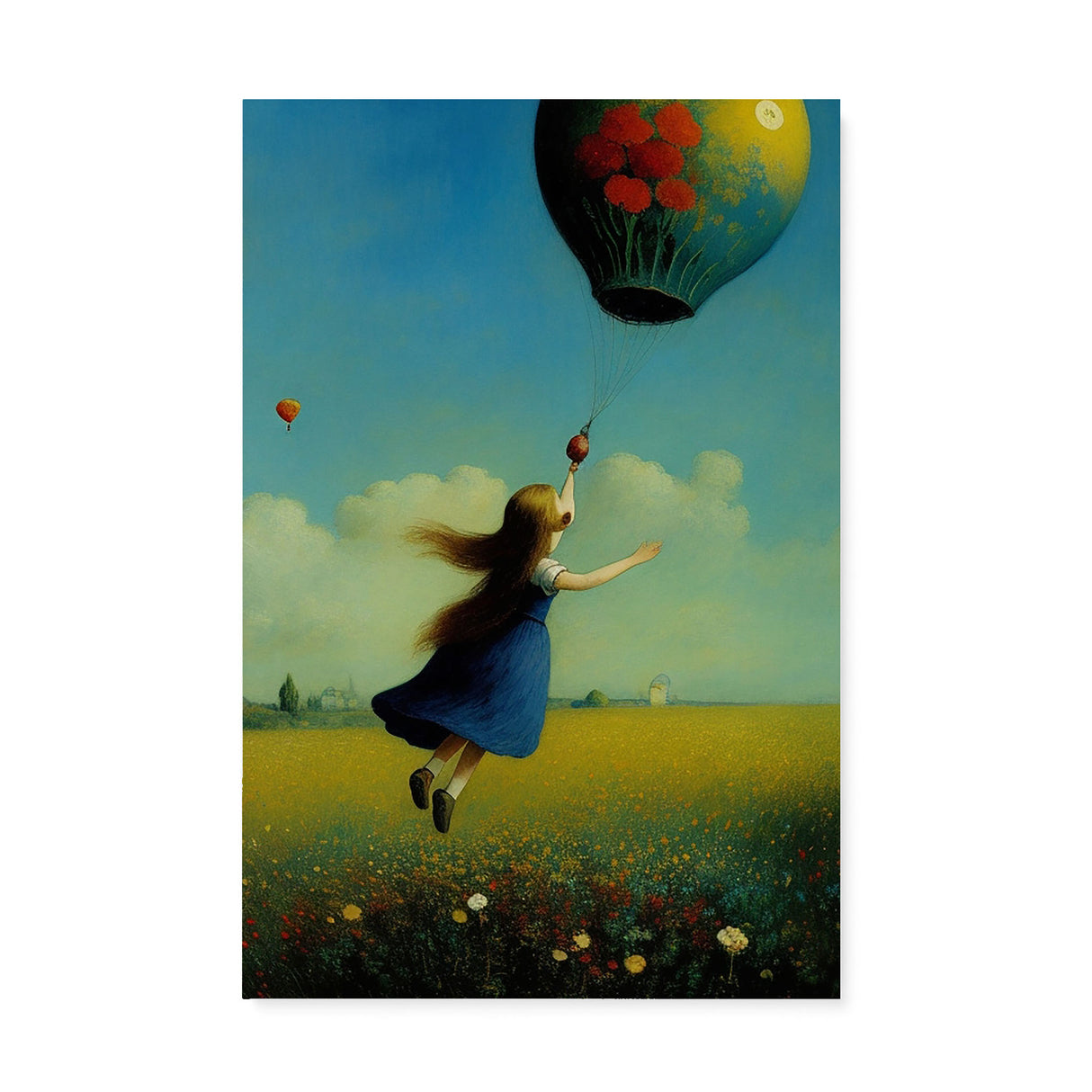 Colorful Whimsical Wall Art Canvas {Girl with Balloon V5} Canvas Wall Art Sckribbles 24x36  