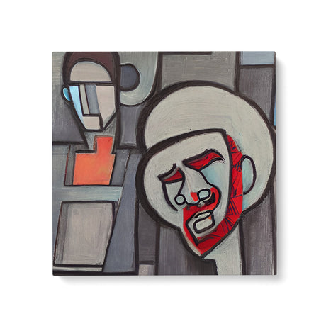 Weird Abstract Gray Portrait Wall Art Canvas {The Domesticated} Canvas Wall Art Sckribbles 24x24  