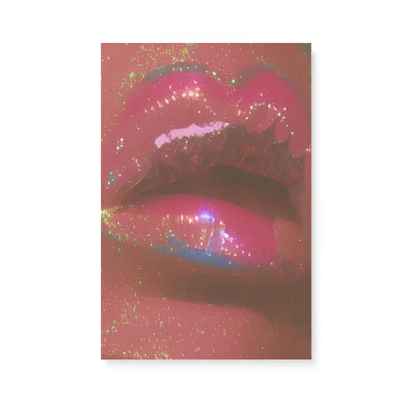 70's Retro Disco Lips Covered in Glitter Canvas Wall Art {Glitter Lips} Canvas Wall Art Sckribbles 16x24  
