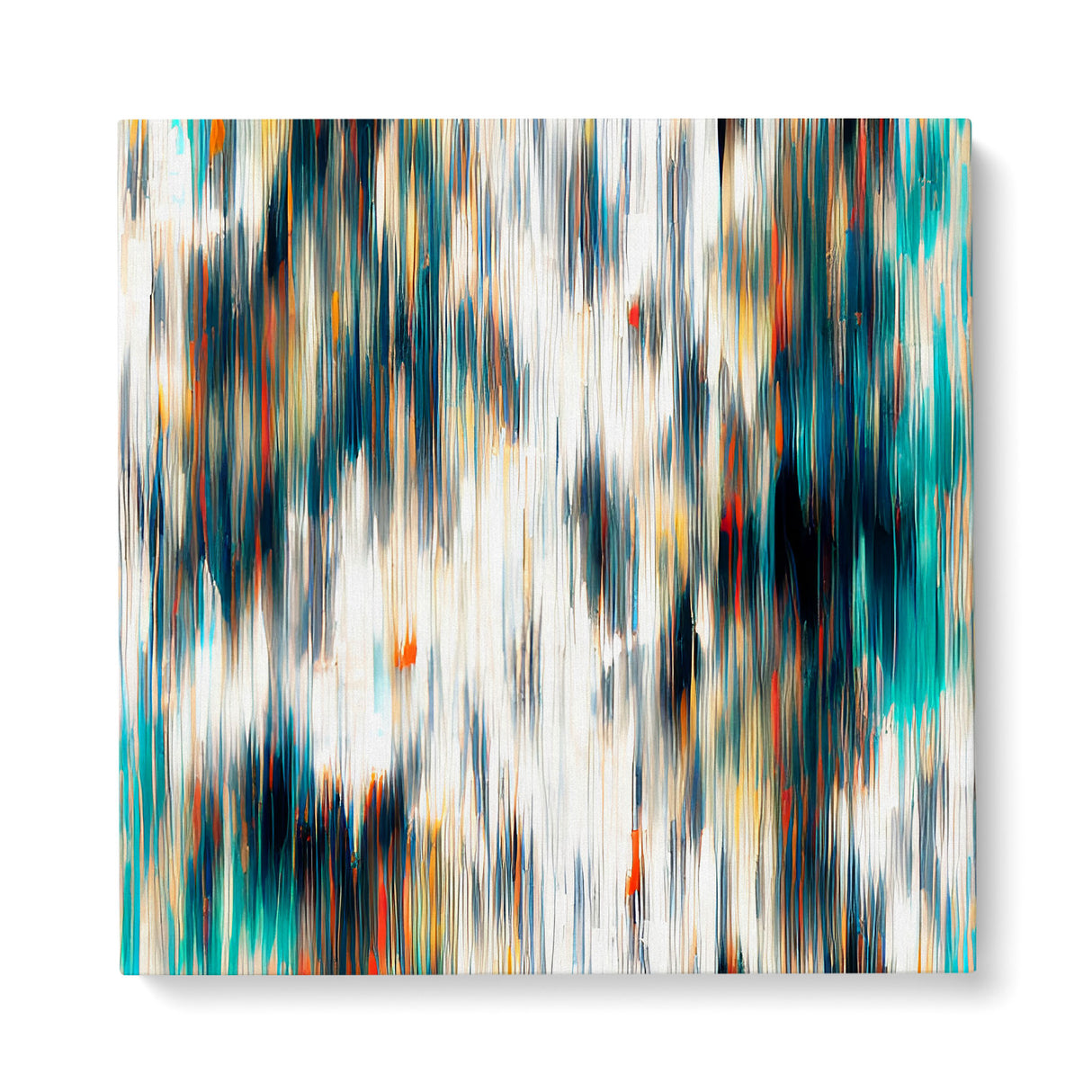 Abstract Teal, Black, and White Wall Art Canvas {Blurred Lines} Canvas Wall Art Sckribbles 40x40  