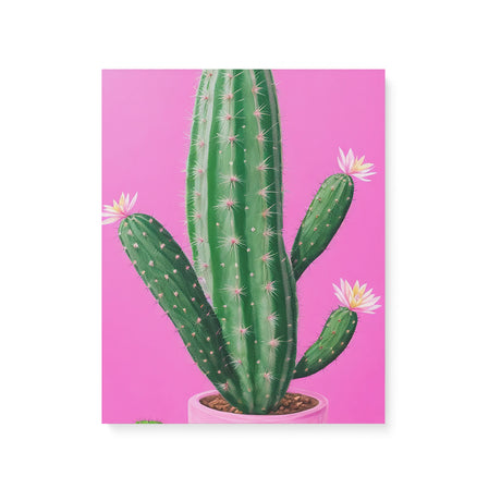Bright Pink and Green Canvas Wall Art {Cactus Love} Canvas Wall Art Sckribbles 16x20  